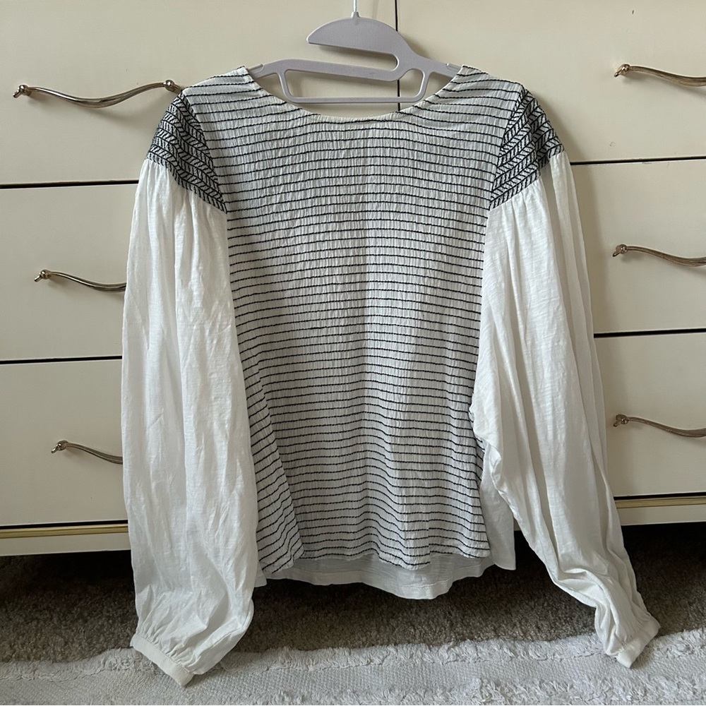 anthro striped cotton blouse